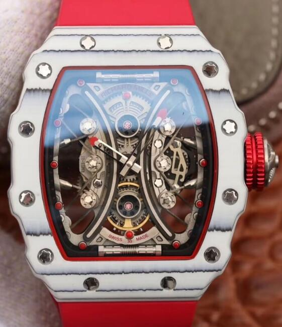 Replica Richard Mille RM 53-01 Tourbillon Pablo Mac Donough White TPT Carbon Red Rubber